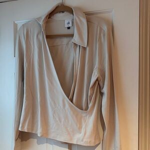 Cabi Cream Women's faux wrap top